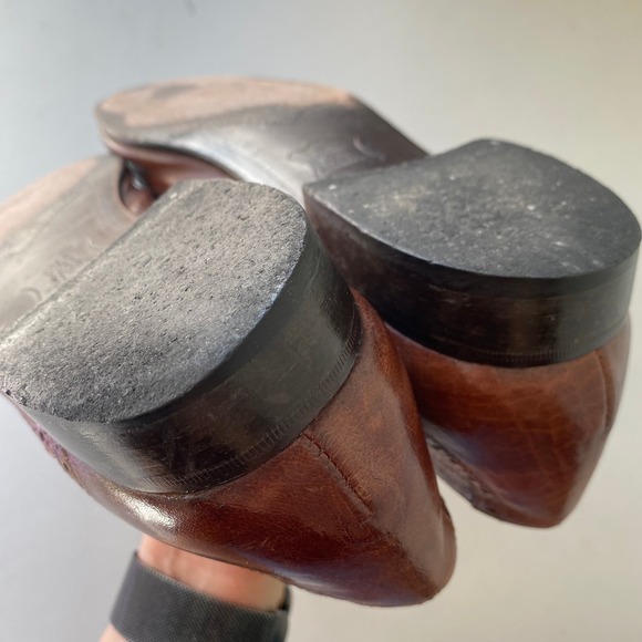 Vintage BALLY Italian Brown Leather Wing Tip Brogue Oxford Dress Shoes Mens 10.5 - Picture 9 of 16